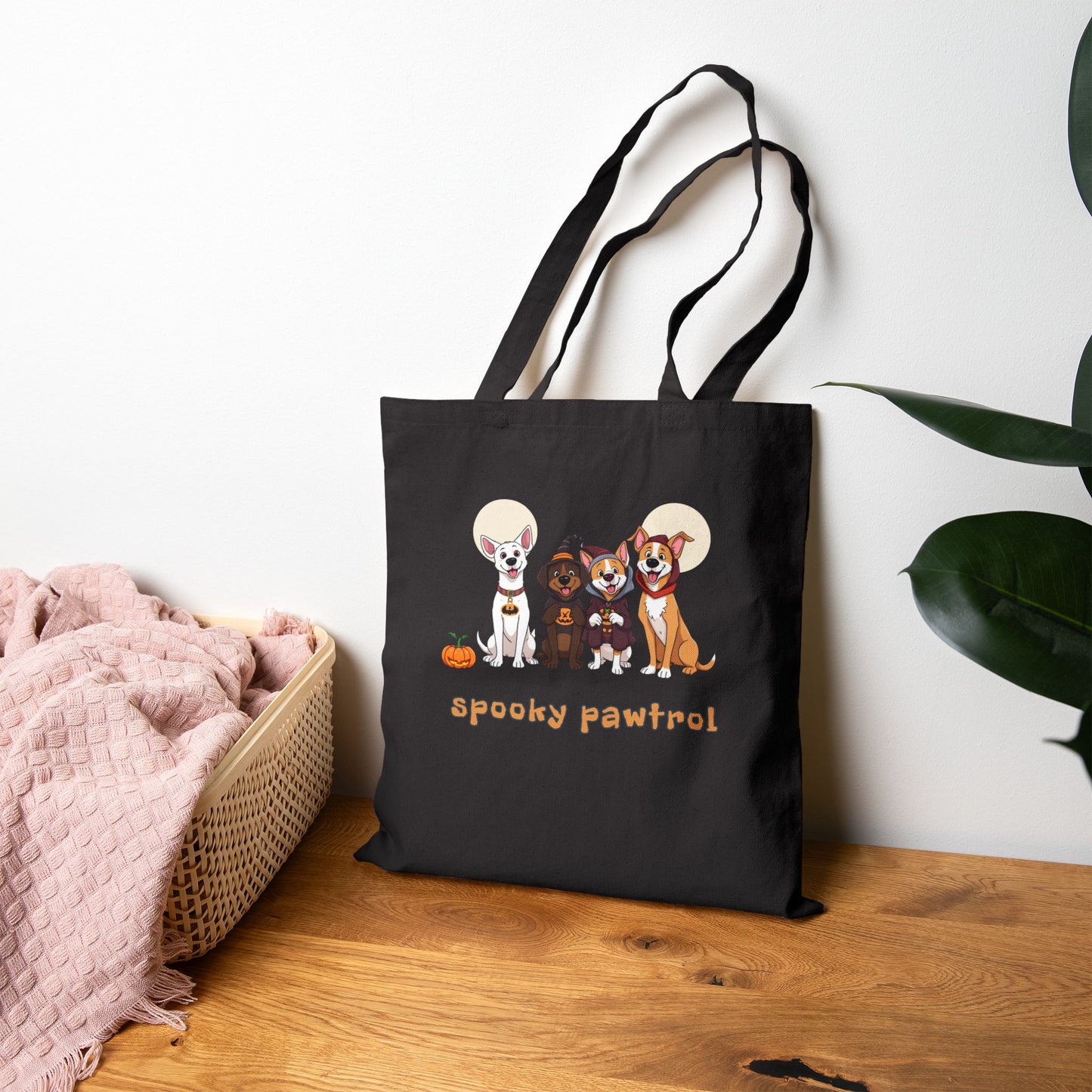 Spooky Paw Patrol Tote Bag, Cute Dog Lover Gift, Halloween Bag, Reusable Shopping Tote, Pet Parent Accessory