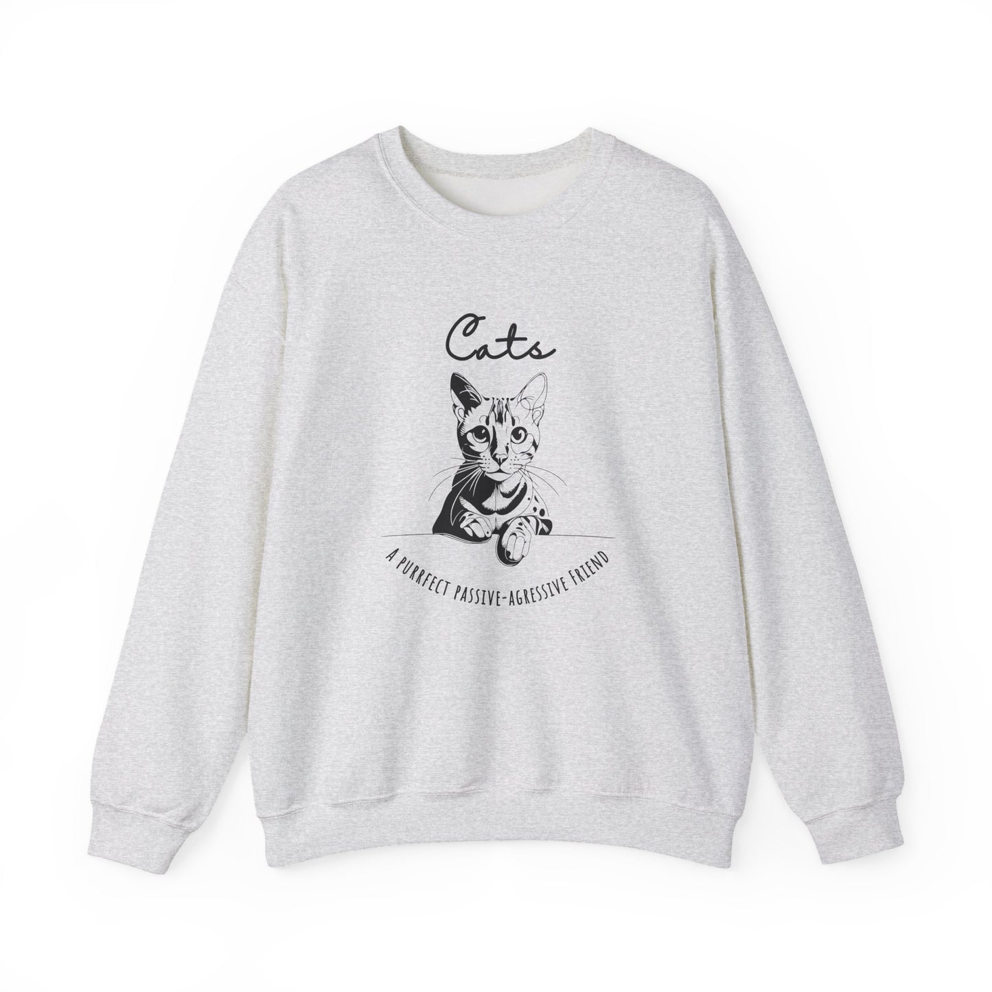 Cute Cat Lover Crewneck Sweatshirt - Cozy Gift for Cat Owners, Pet Lovers, Animal Enthusiasts, Birthday, Everyday Wear