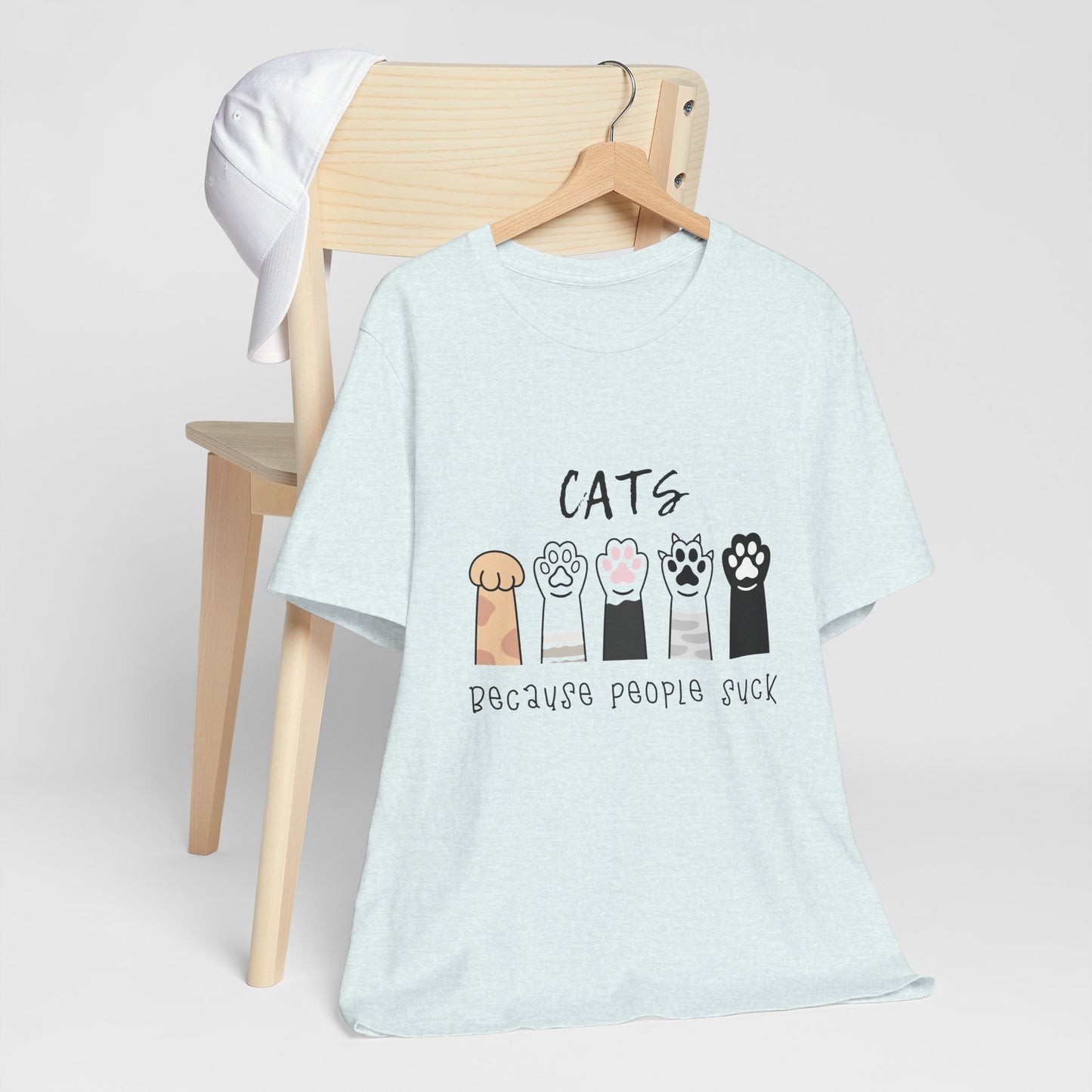 Funny Cat Lovers Tee - 'Cats Because People Suck' - Gift for Pet Owners, Cat Mom Shirt, Animal Lover Top, Humorous T-Shirt, Casual Wear