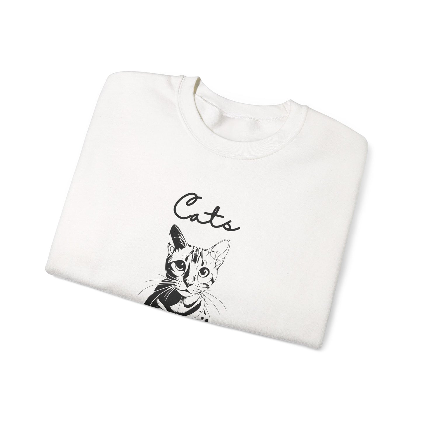 Cute Cat Lover Crewneck Sweatshirt - Cozy Gift for Cat Owners, Pet Lovers, Animal Enthusiasts, Birthday, Everyday Wear