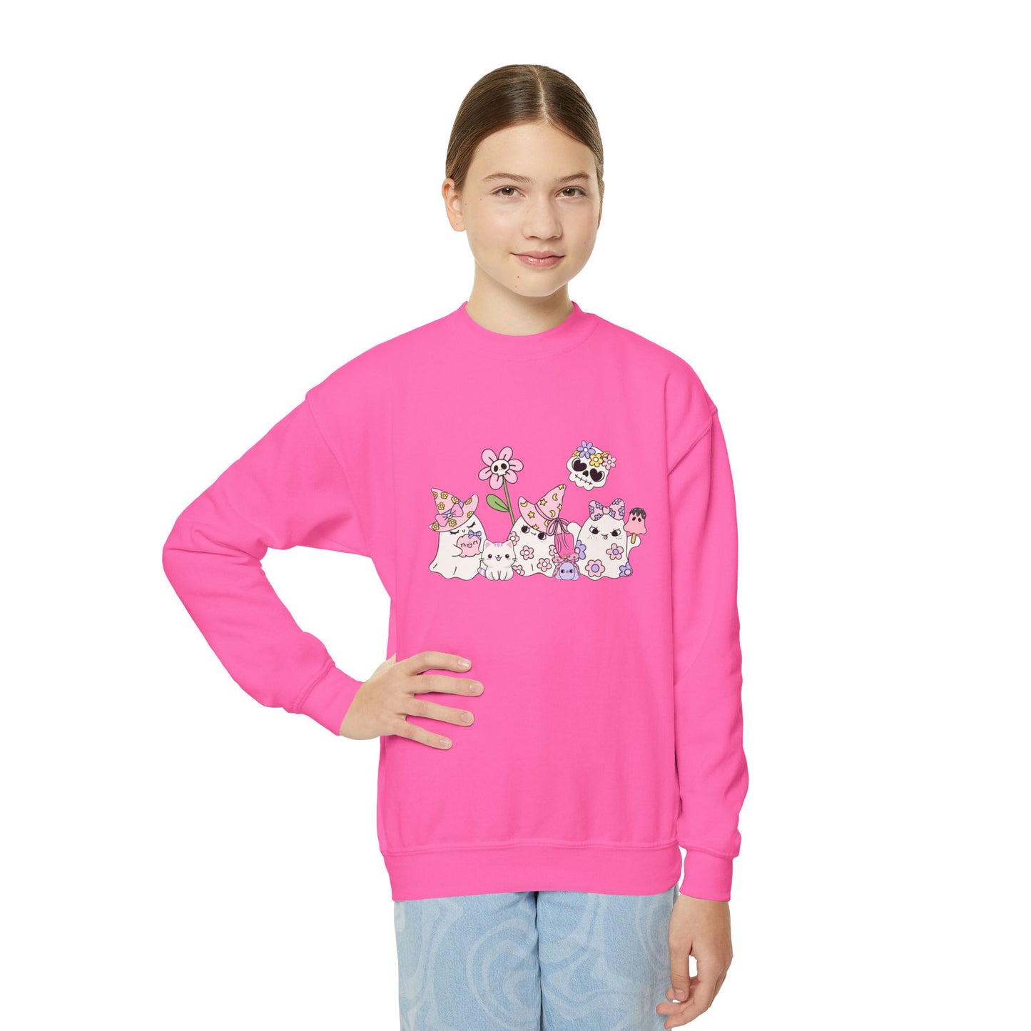 Cute Floral Youth Sweatshirt, Adorable Gift for Kids, Perfect for Spring, Birthday Present, Everyday Wear, Cozy Crewneck