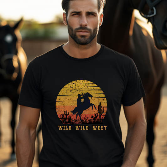 Wild Wild West Unisex T-Shirt, Cowboy Tee, Vintage Western Shirt, Rodeo Clothing, Desert Aesthetic Apparel