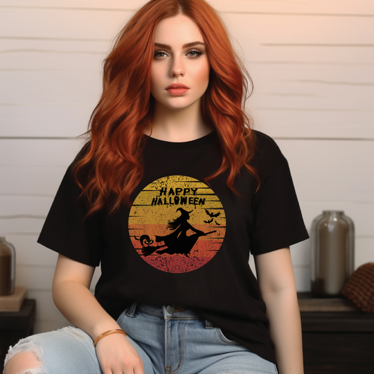 Halloween Witch Unisex Tee, Spooky Shirt,  Halloween Cat, Fall Fashion, Costume Tee, Trick or Treat, Gift for Halloween Lovers