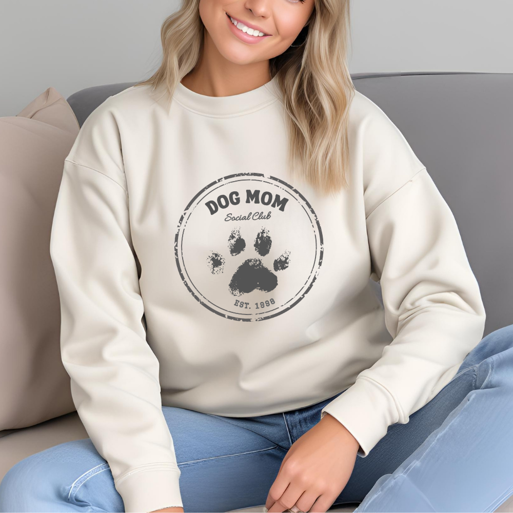 Dog Mom Sweatshirt, Cozy Crewneck Sweatshirt for Pet Lovers, Gift for Dog Owners, Casual Dog Mom Apparel, Animal Lover Sweater