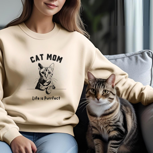 Cute Cat Mom Sweatshirt | Perfect for Cat Lovers, Birthday Gift, Cozy Lounge Wear