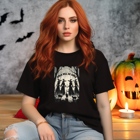 Spooky Witchy Hour Tee, Halloween Shirt, Witchy Apparel, Girls will be Girls Graphic Tee, Casual Wear, Halloween Gift