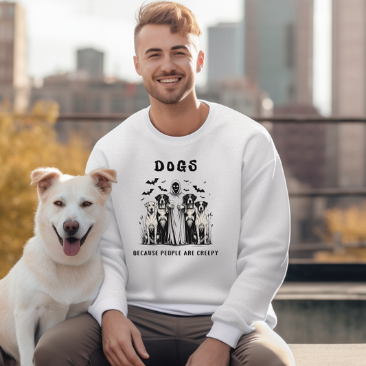 Halloween Dog Lover Crewneck Sweatshirt, Cozy Pet Lover Gift, Unisex Vintage Sweatshirt, Spooky Halloween Apparel, Funny Dog Sweatshirt