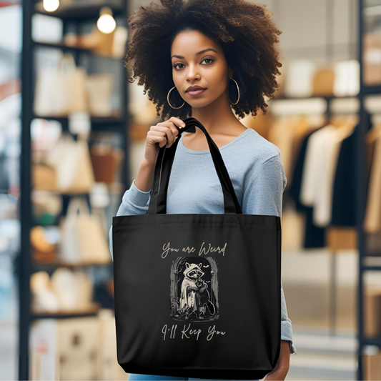 Whimsical Raccoon Tote Bag - Unique Gift for Animal Lovers, Eco-Friendly Shopping Bag, Earth Day, Cute Reusable Grocery Bag, Fun Gift Idea