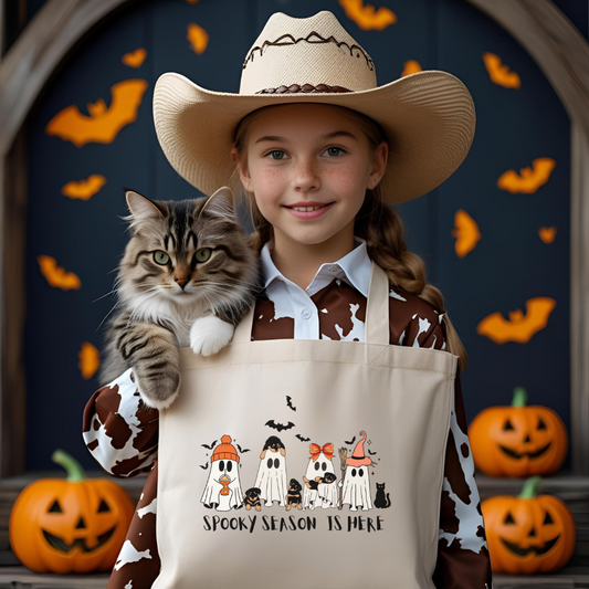 Spooky Halloween Tote Bag, Reusable Shopping Bag, Trick or Treat Bag, Eco-Friendly Gift, Fall Decor
