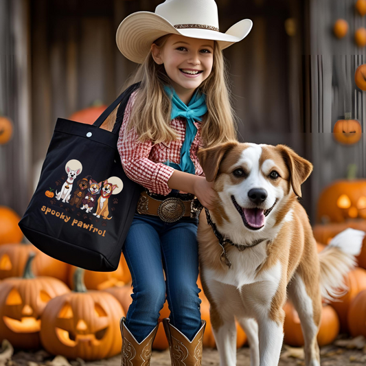 Spooky Paw Patrol Tote Bag, Cute Dog Lover Gift, Halloween Bag, Reusable Shopping Tote, Pet Parent Accessory