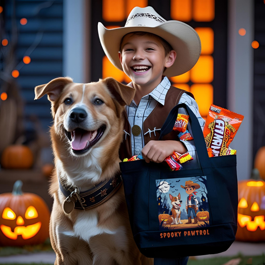 Spooky Pawtrol Tote Bag, Halloween Dog Lover Bag, Eco-Friendly Shopping Tote, Pet Gift, Fall Festival Accessory