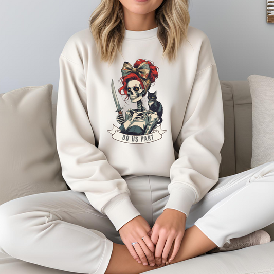 Gothic Bride Sweatshirt, Unique Crewneck for Halloween, Casual Wear, Funny Gift for Couples, Spooky Apparel