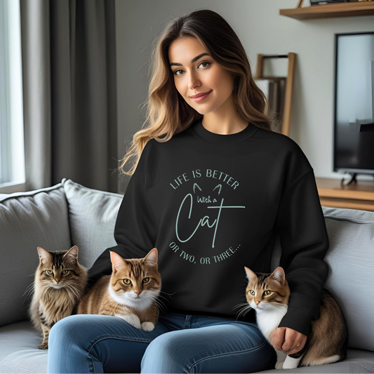 "Life is Better with a Cat" Unisex Crewneck Sweatshirt - Cozy Cat Lover Gift, Cute Casual Wear, Gift for Cat Owners, Adoption [...]