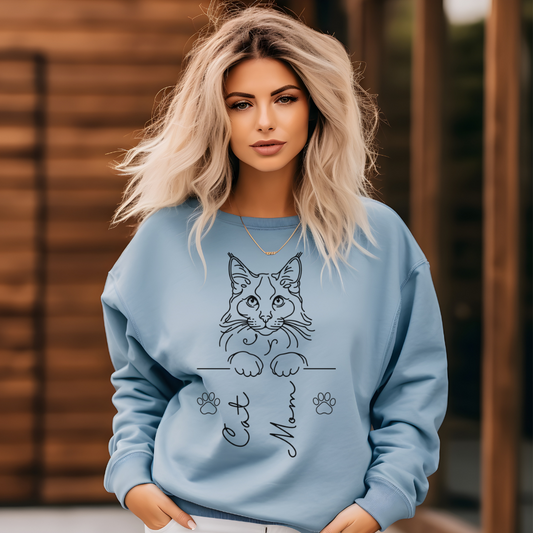 Cat Mom Unisex Sweatshirt, Cozy Gift for Cat Lovers, Cute Cat Apparel, Casual Wear, Pet Mom Gift, Cat Owner Sweatshirt