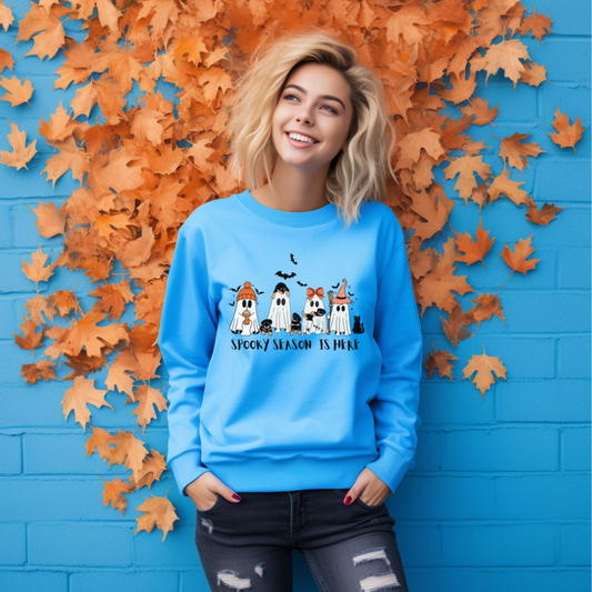 Spooky Ghost Crewneck Sweatshirt, Halloween Sweatshirt, Unisex Pullover, Cute Fall Fashion, Cozy Sweatshirt for Fall
