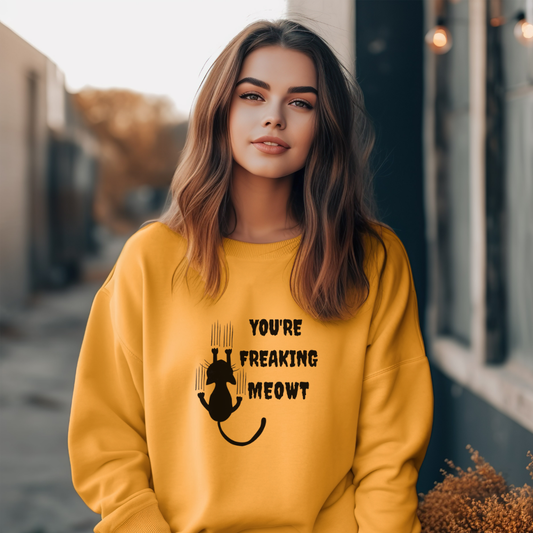 Cat Lover's Crewneck Sweatshirt, You're Freaking Meow Gift, Funny Pet Owner Apparel, Cozy Unisex Sweatshirt, Perfect for Cat Lovers, [...]