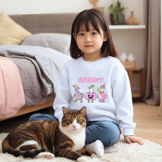 Spooky Youth Crewneck Sweatshirt, Halloween Sweatshirt, Kids Halloween Apparel, Cozy Fall Fashion, Fun Spooky Outfit