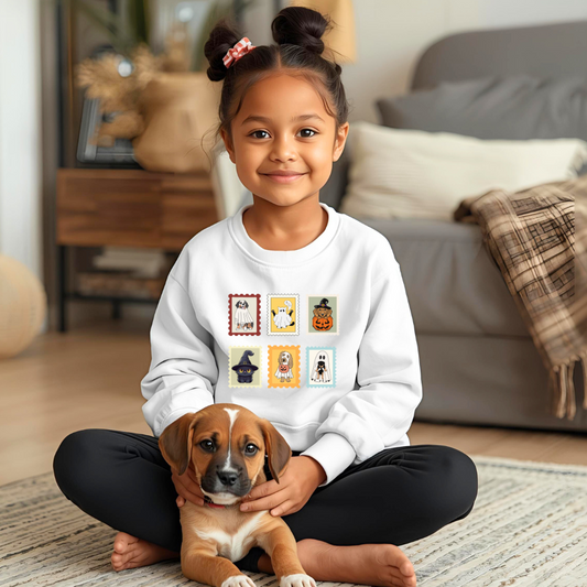 Cute Dog-Themed Youth Sweatshirt - Halloween Costume, Kids Fall Apparel, Cozy Gift, Birthday Present, Pet Lover Merchandise