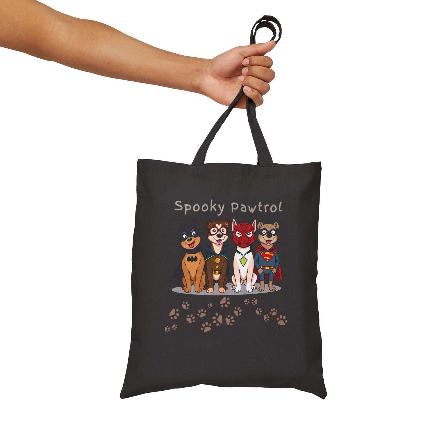 Spooky Patrol Dog-Themed Cotton Canvas Tote Bag, Eco-Friendly Shopping Bag, Halloween Tote, Pet Lover Gift, Canvas Bag for Everyday Use