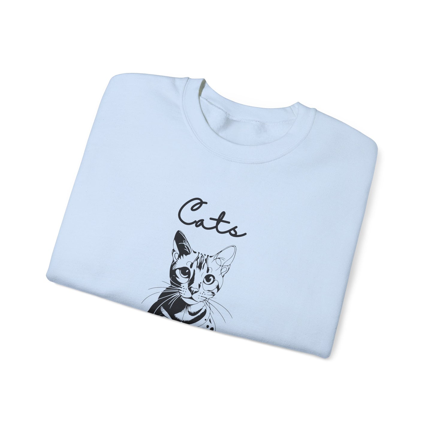 Cute Cat Lover Crewneck Sweatshirt - Cozy Gift for Cat Owners, Pet Lovers, Animal Enthusiasts, Birthday, Everyday Wear