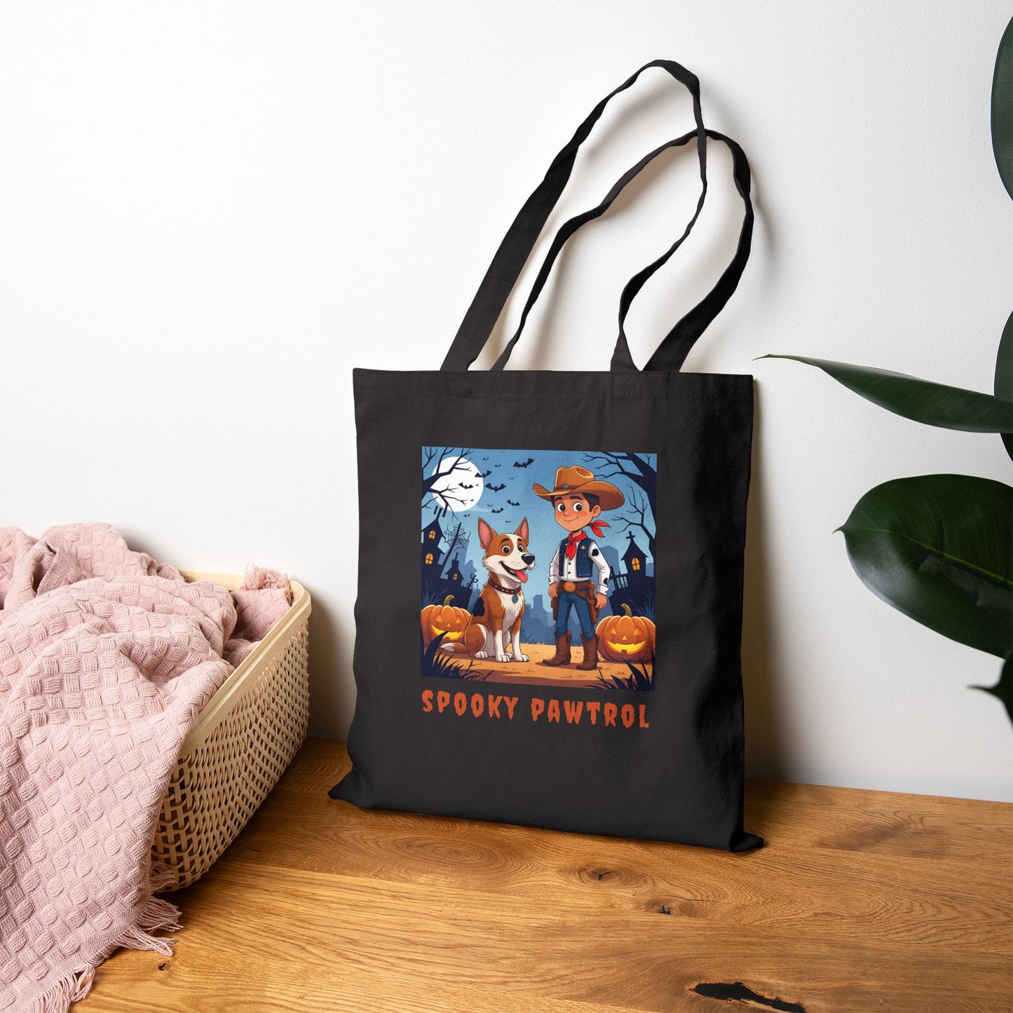Spooky Pawtrol Tote Bag, Halloween Dog Lover Bag, Eco-Friendly Shopping Tote, Pet Gift, Fall Festival Accessory