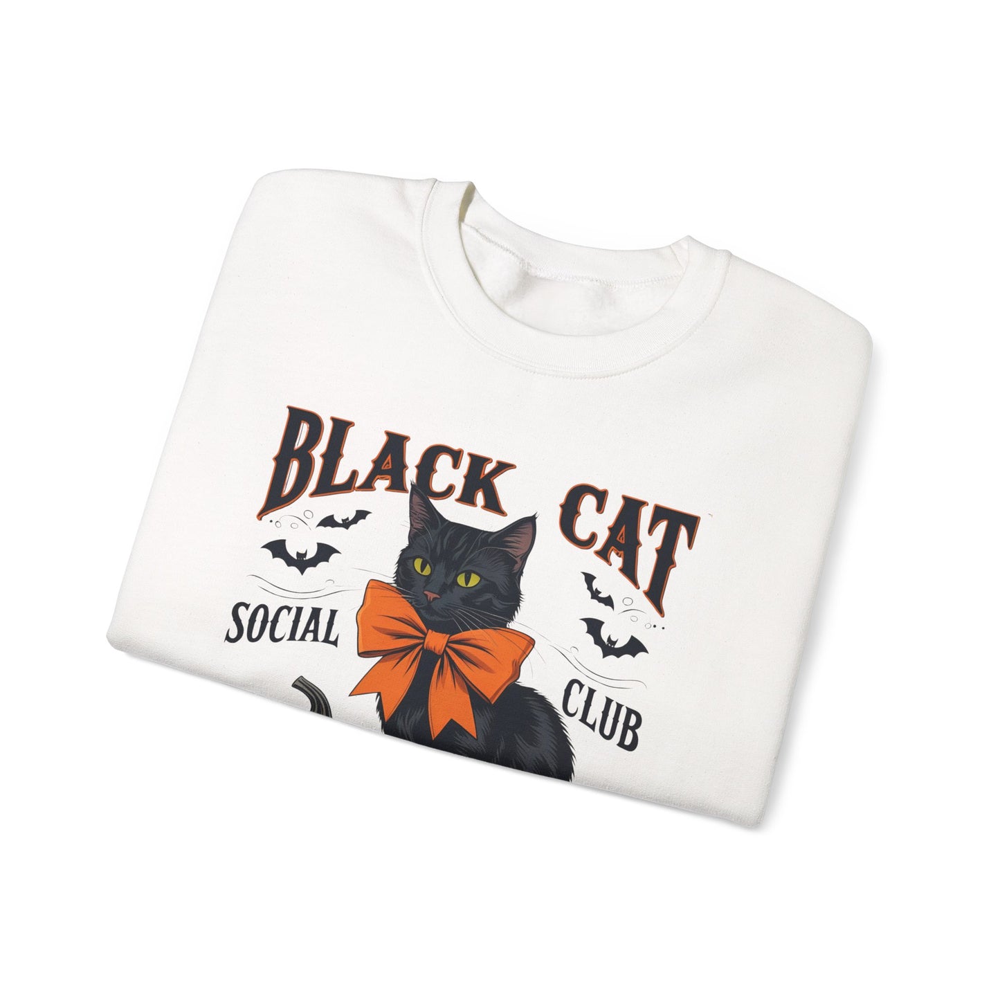 Halloween Themed Sweatshirt, Cozy Fall Apparel, Black Cat Sweatshirt, Spooky Season Clothing, Autumn Fashion, Perfect for Cat Lovers