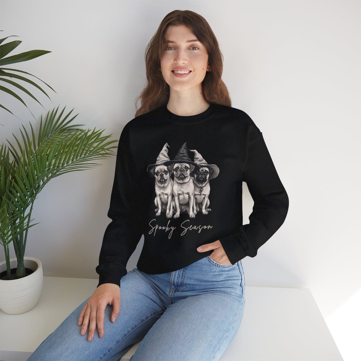 Spooky Season Dog Sweatshirt | Pug Lovers Gift, Halloween Apparel, Cozy Crewneck, Pet Owner Style, Fall Fashion