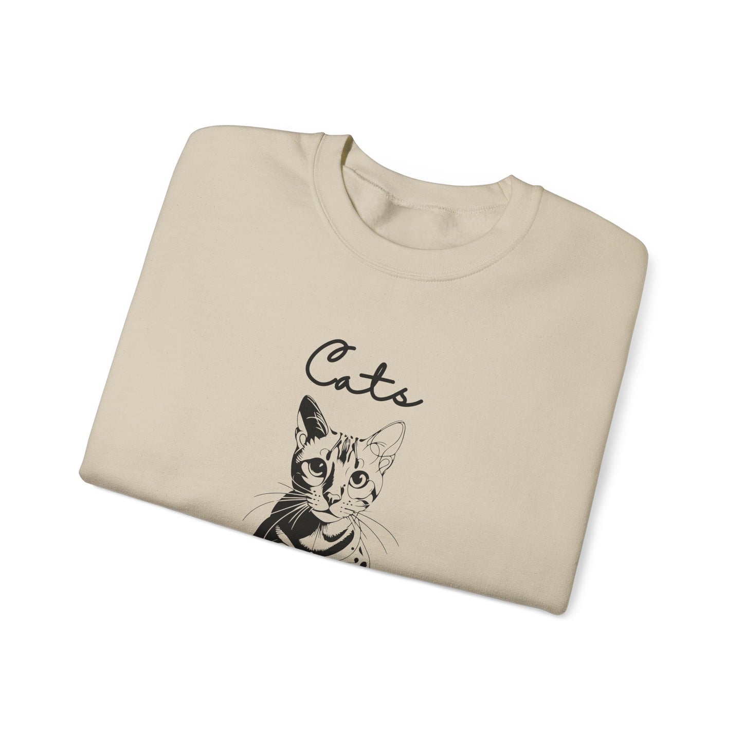 Cute Cat Lover Crewneck Sweatshirt - Cozy Gift for Cat Owners, Pet Lovers, Animal Enthusiasts, Birthday, Everyday Wear