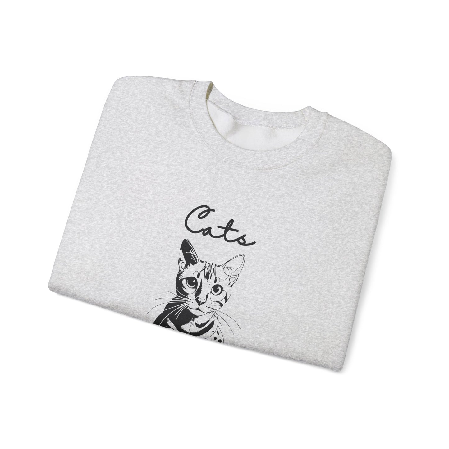 Cute Cat Lover Crewneck Sweatshirt - Cozy Gift for Cat Owners, Pet Lovers, Animal Enthusiasts, Birthday, Everyday Wear