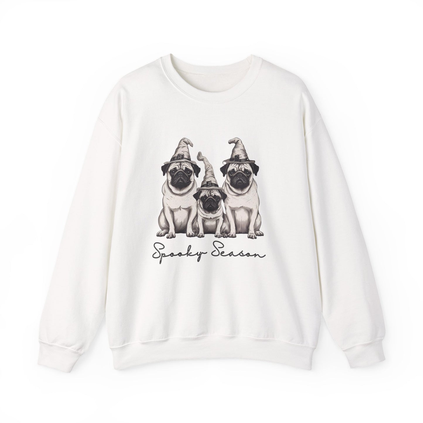 Spooky Pug Sweatshirt, Cozy Fall Apparel, Halloween Gift, Unisex Crewneck, Pet Lover Sweater, Pumpkin Spice Vibes