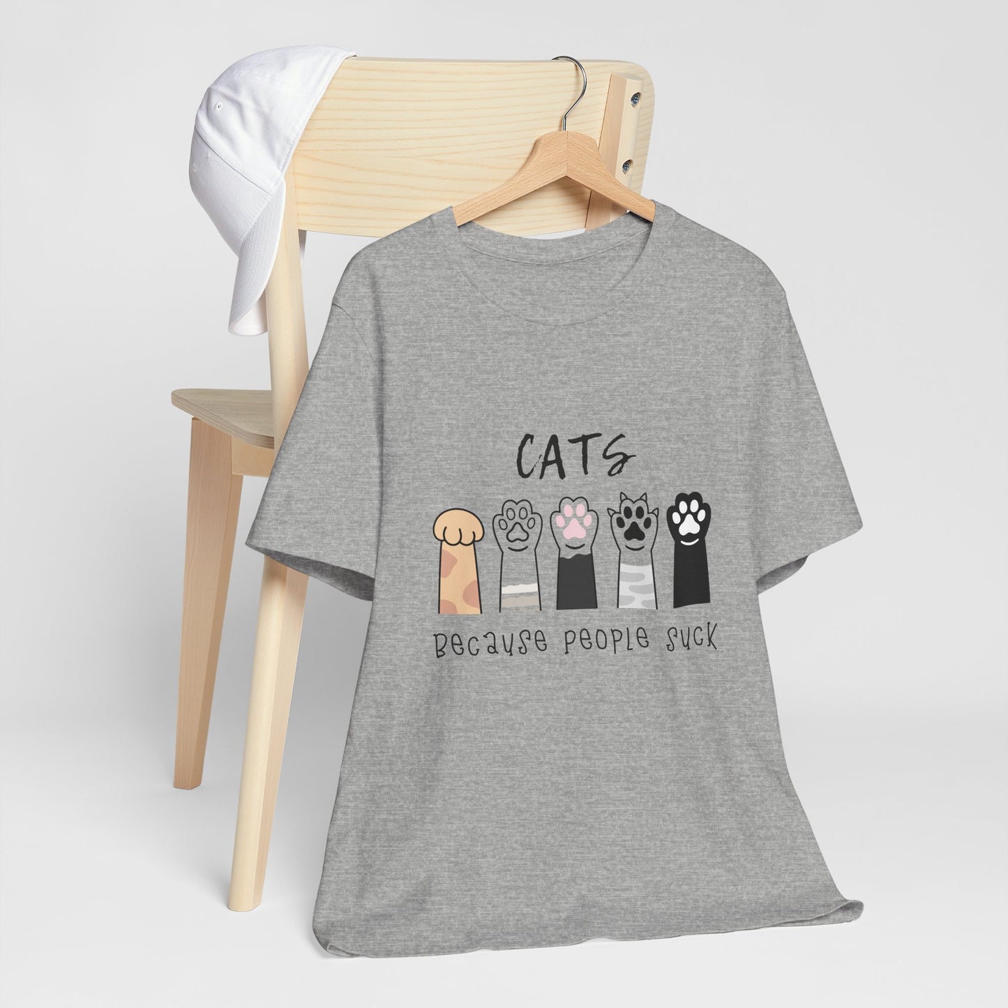 Funny Cat Lovers Tee - 'Cats Because People Suck' - Gift for Pet Owners, Cat Mom Shirt, Animal Lover Top, Humorous T-Shirt, Casual Wear