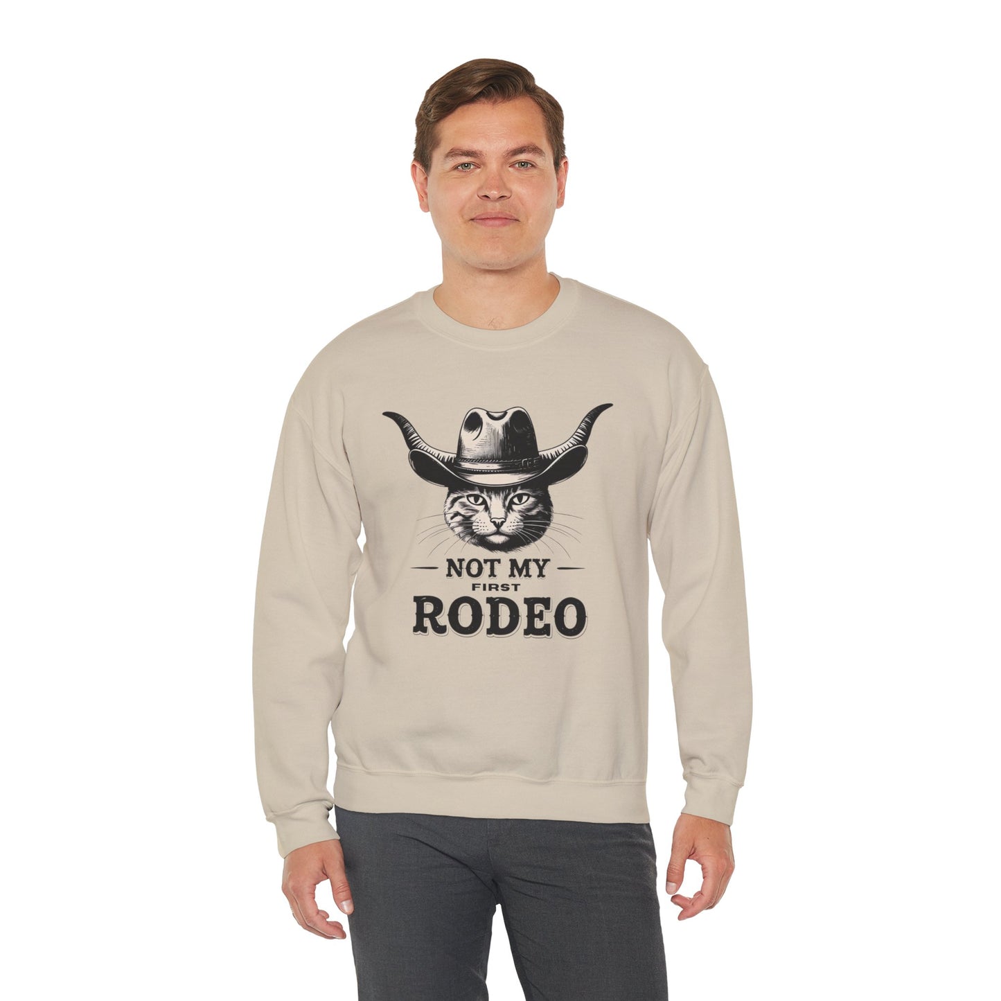 Funny Cat Rodeo Sweatshirt, Gift for Cat Lovers, Unisex Crewneck, Cozy Apparel, Unique Pet Owner Gift, Western theme Casual Wear