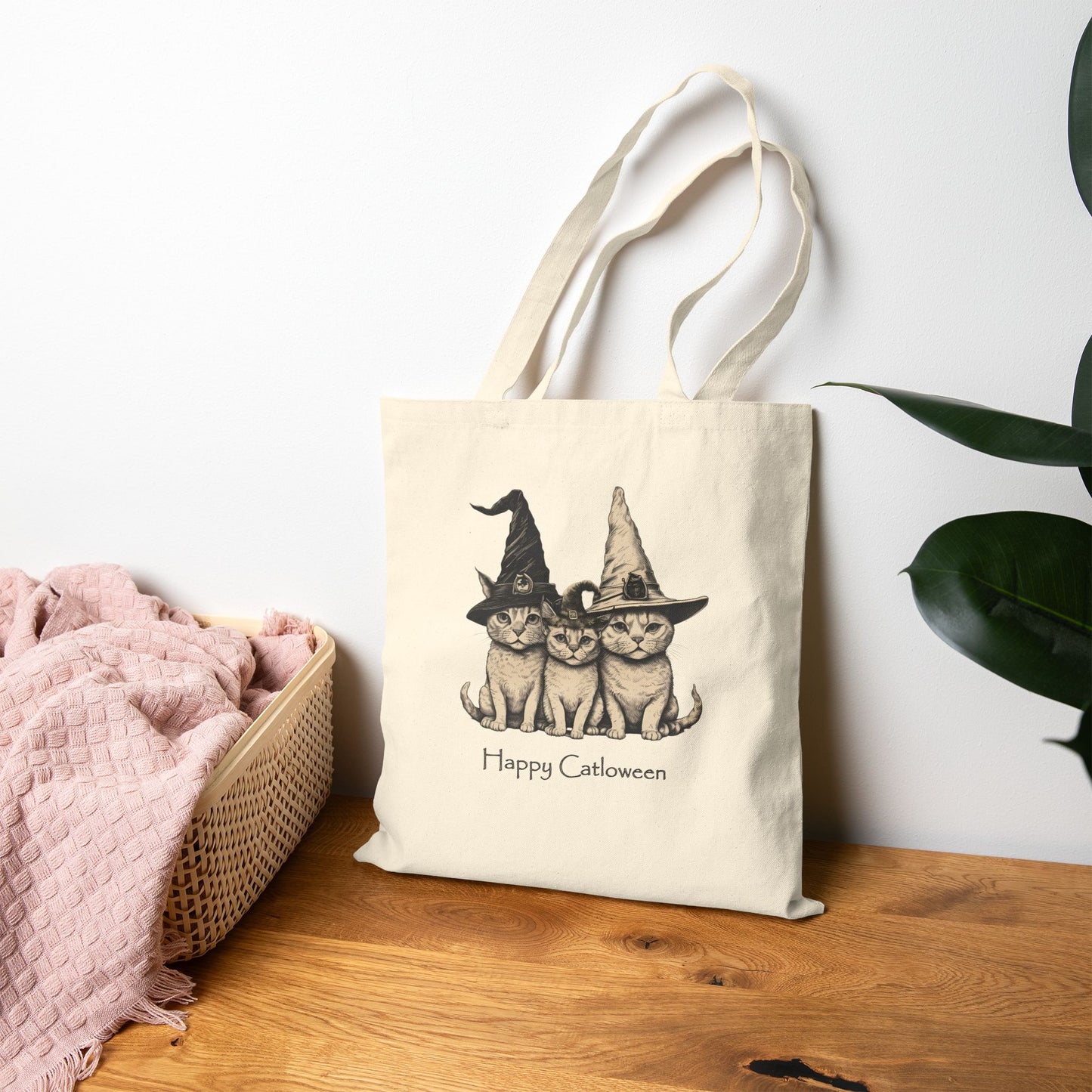 Halloween Cat Tote Bag, Fun Trick-or-Treat Bag, Spooky Gift, Eco-Friendly Shopping, Fall Festival Accessory