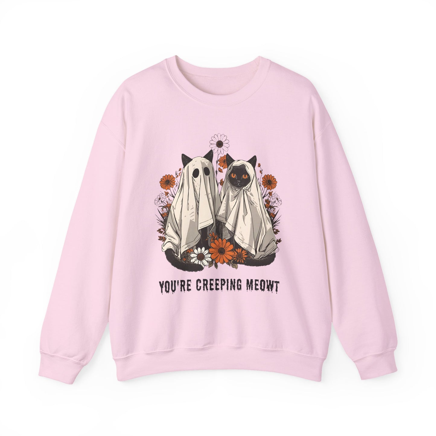 Spooky Cat Crewneck Sweatshirt - You're Creeping Meowt, Halloween Sweatshirt, Cozy Unisex Sweater, Gift for Cat Lovers, Fall Fashion
