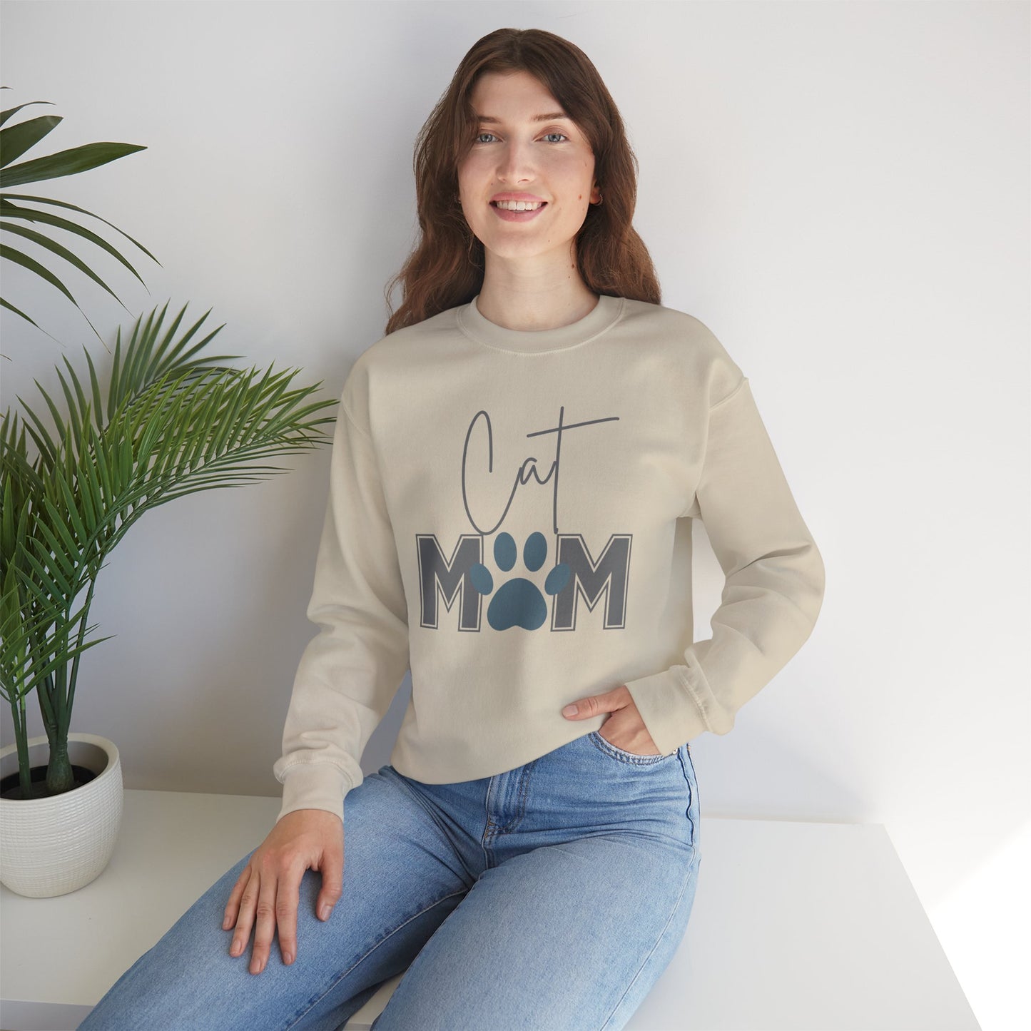 Cat Mom Pride Crewneck Sweatshirt - Cozy Gift for Cat Lovers, Pet Owners, Mother’s Day, Birthday, Everyday Comfort