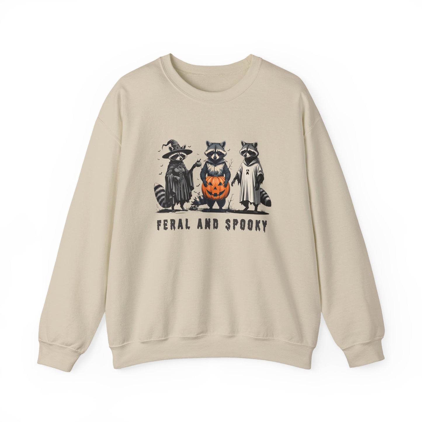 Feral and Spooky Sweatshirt - Cozy Unisex Crewneck for Halloween, Fall Fashion, Gift for Animal Lovers, Spooky Season Attire, Casual Wear