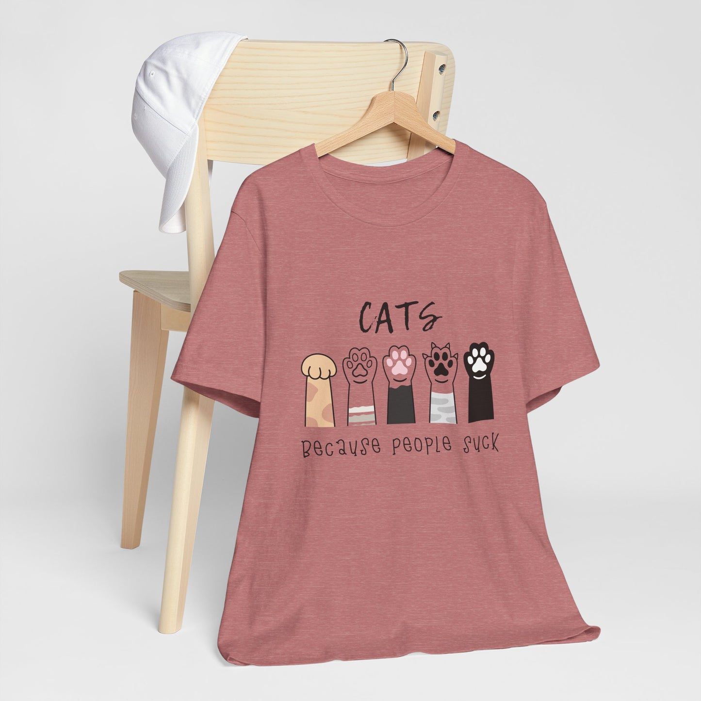 Funny Cat Lovers Tee - 'Cats Because People Suck' - Gift for Pet Owners, Cat Mom Shirt, Animal Lover Top, Humorous T-Shirt, Casual Wear
