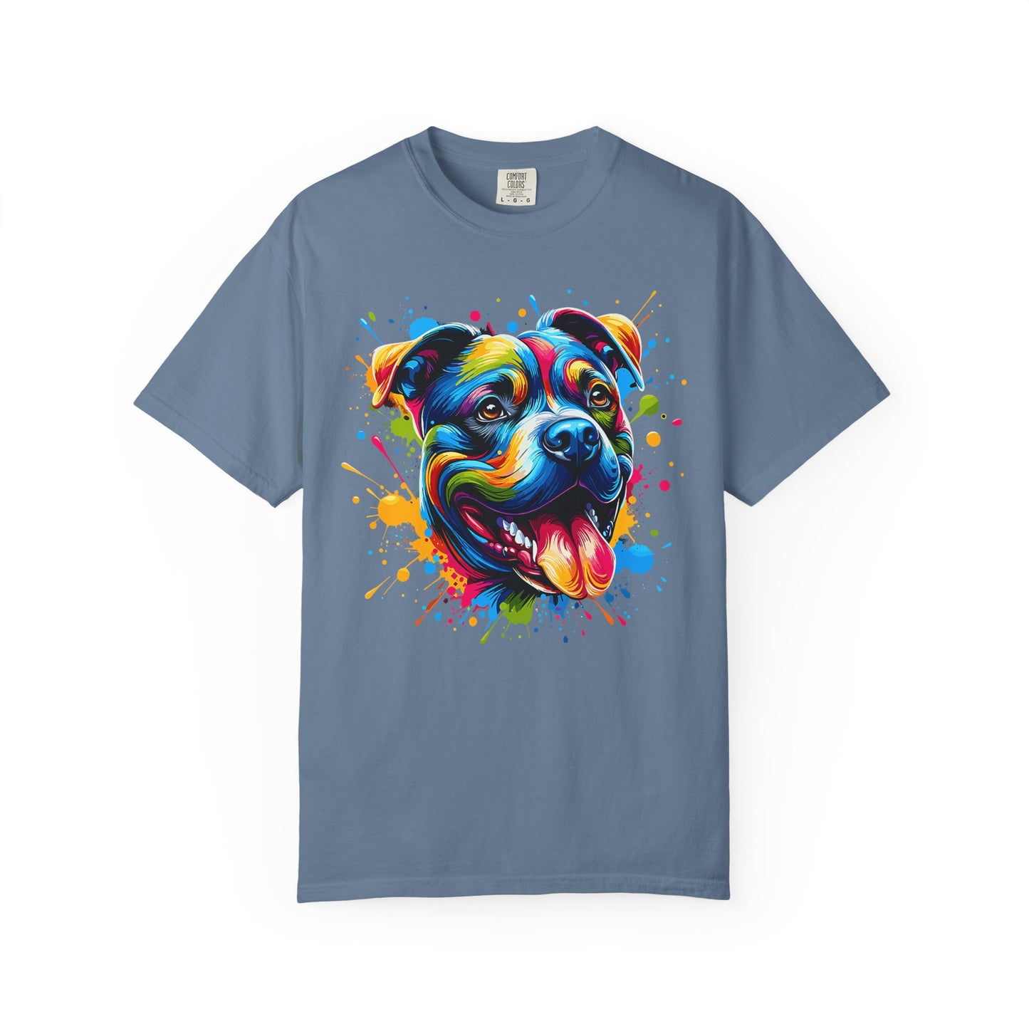 Vibrant Pitbull Dog Portrait T-Shirt | Colorful Pet Lover Tee, Gift for Dog Owners, Animal Art Shirt, Casual Wear, Unisex Apparel