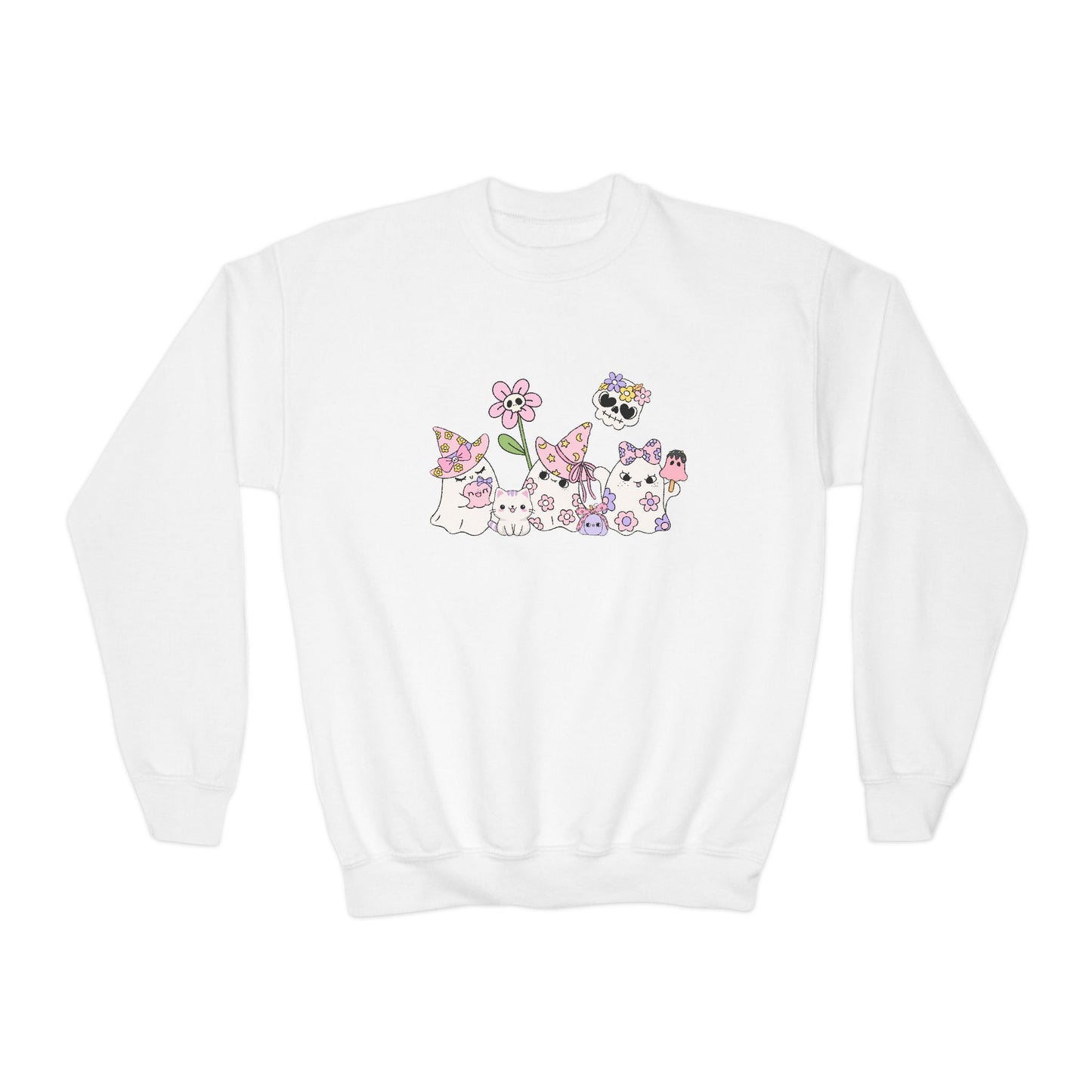 Cute Floral Youth Sweatshirt, Adorable Gift for Kids, Perfect for Spring, Birthday Present, Everyday Wear, Cozy Crewneck