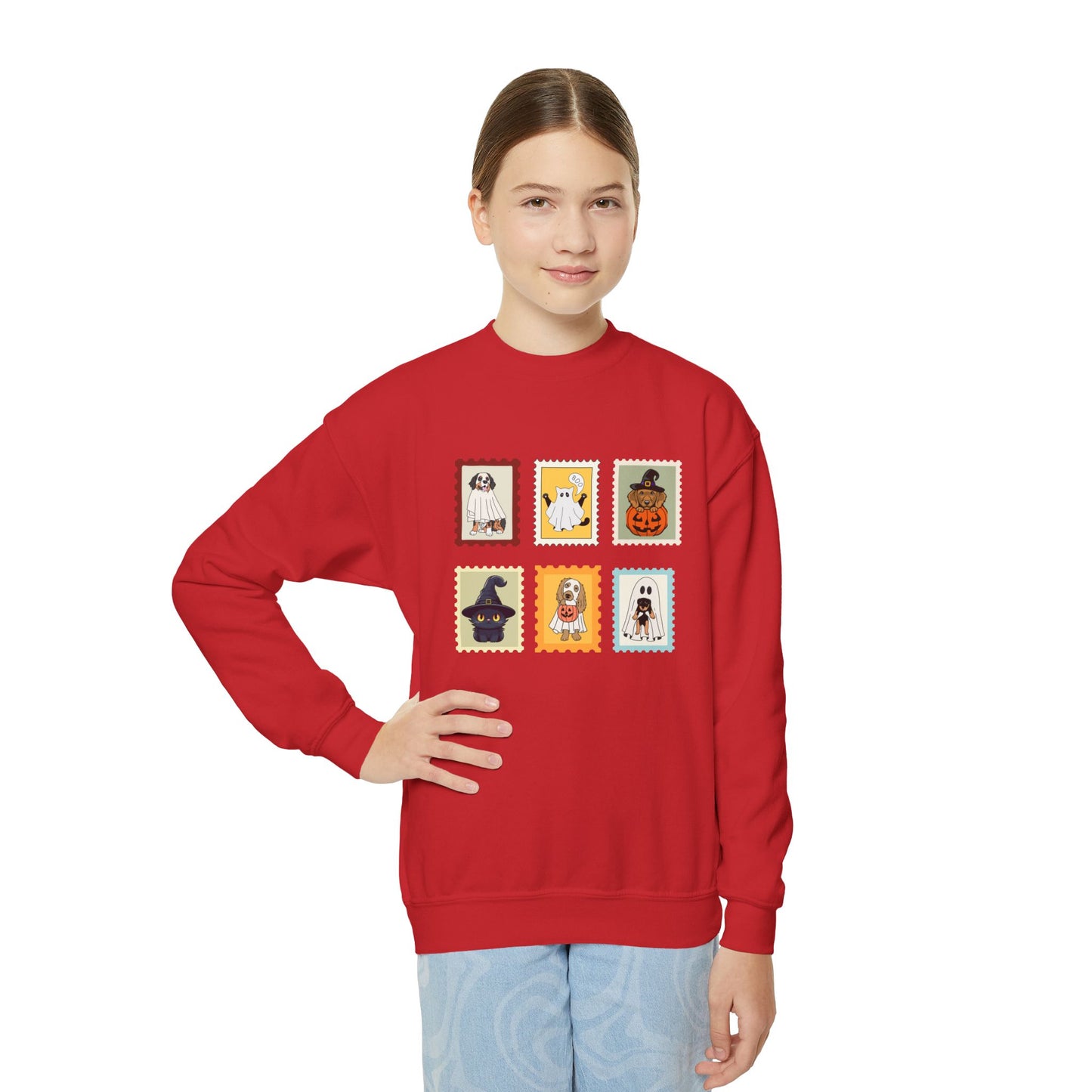 Cute Dog-Themed Youth Sweatshirt - Halloween Costume, Kids Fall Apparel, Cozy Gift, Birthday Present, Pet Lover Merchandise