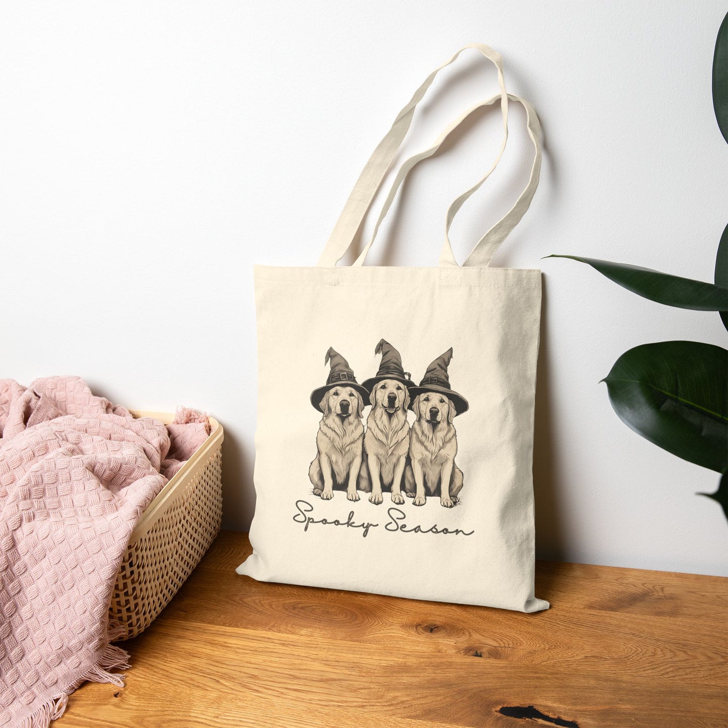 Spooky Season Dog Tote Bag, Pet Lover Gift, Halloween Canvas Bag, Eco-Friendly Tote, Dog Mom Accessory
