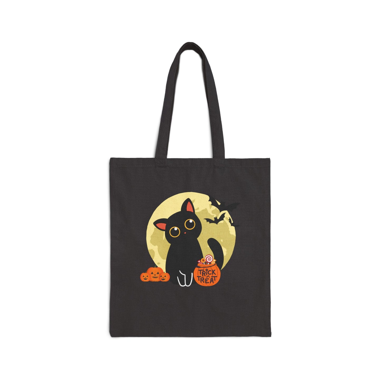 Halloween Cat Tote Bag, Cute Trick or Treat Canvas Bag, Black Cat Shopping Bag, Eco-Friendly Halloween Gift, Fall Accessories