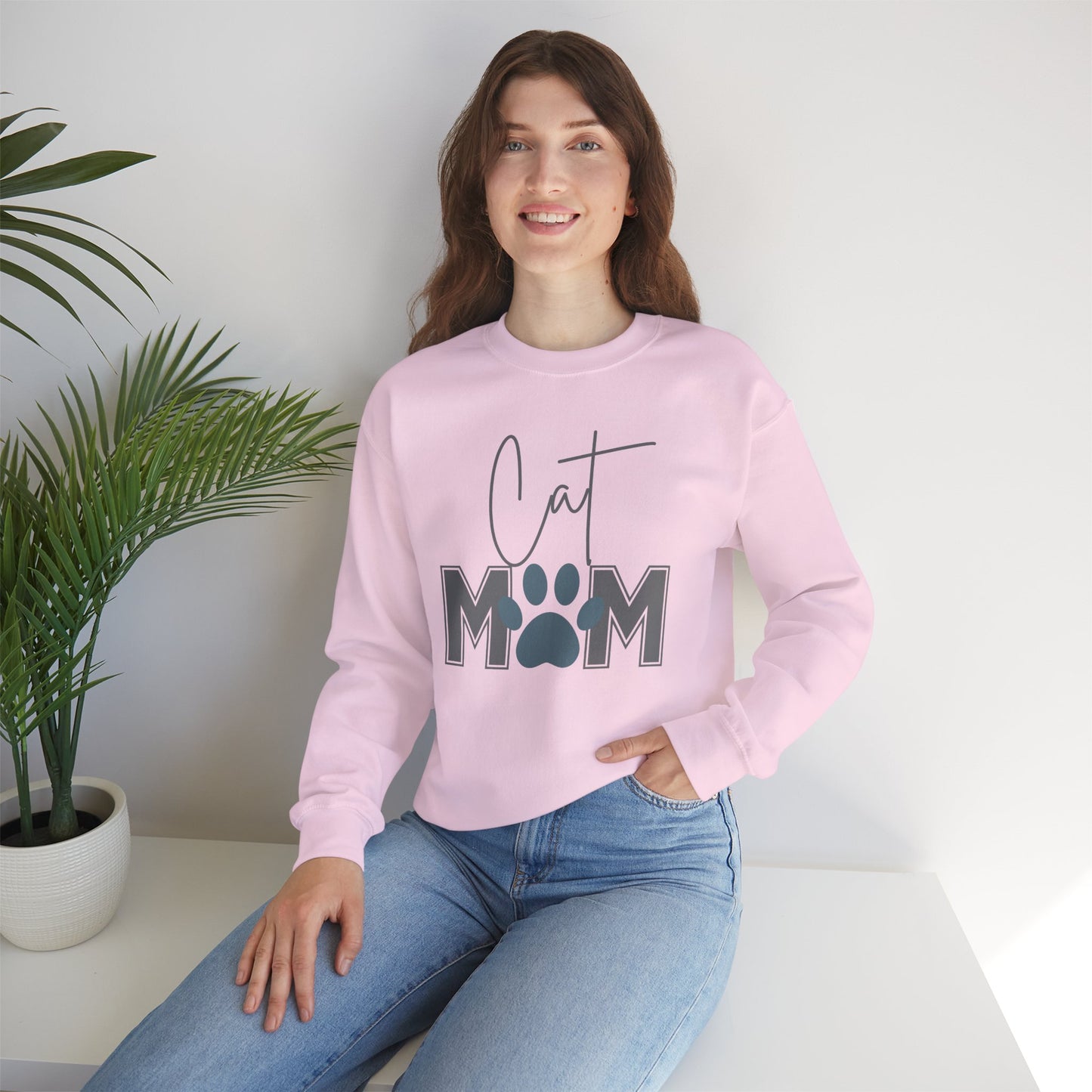 Cat Mom Pride Crewneck Sweatshirt - Cozy Gift for Cat Lovers, Pet Owners, Mother’s Day, Birthday, Everyday Comfort
