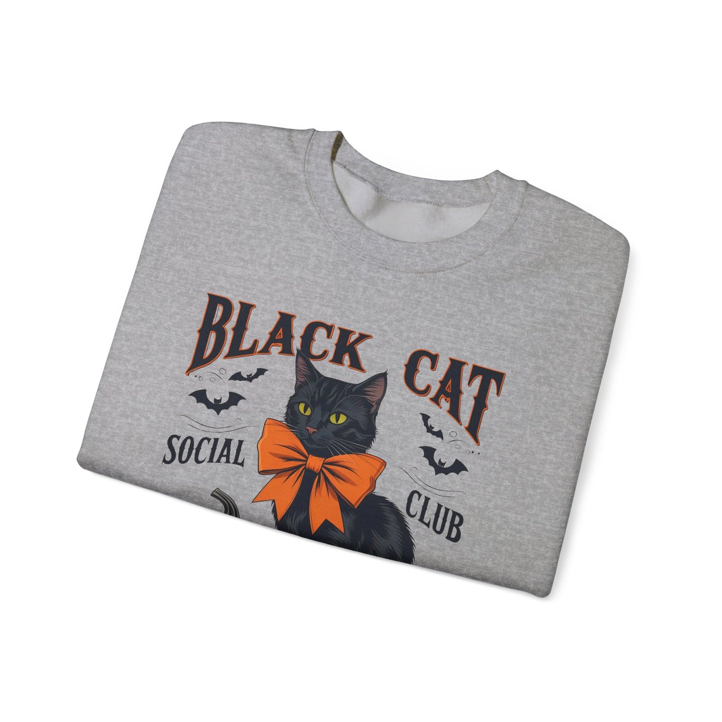 Halloween Themed Sweatshirt, Cozy Fall Apparel, Black Cat Sweatshirt, Spooky Season Clothing, Autumn Fashion, Perfect for Cat Lovers
