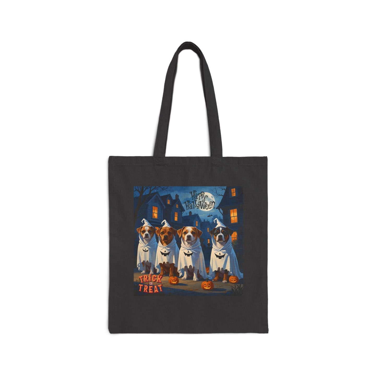Halloween Dog Lovers Cotton Canvas Tote Bag, Trick or Treat Tote, Pet Halloween Bag, Spooky Season Accessory, Gift for Dog Parents