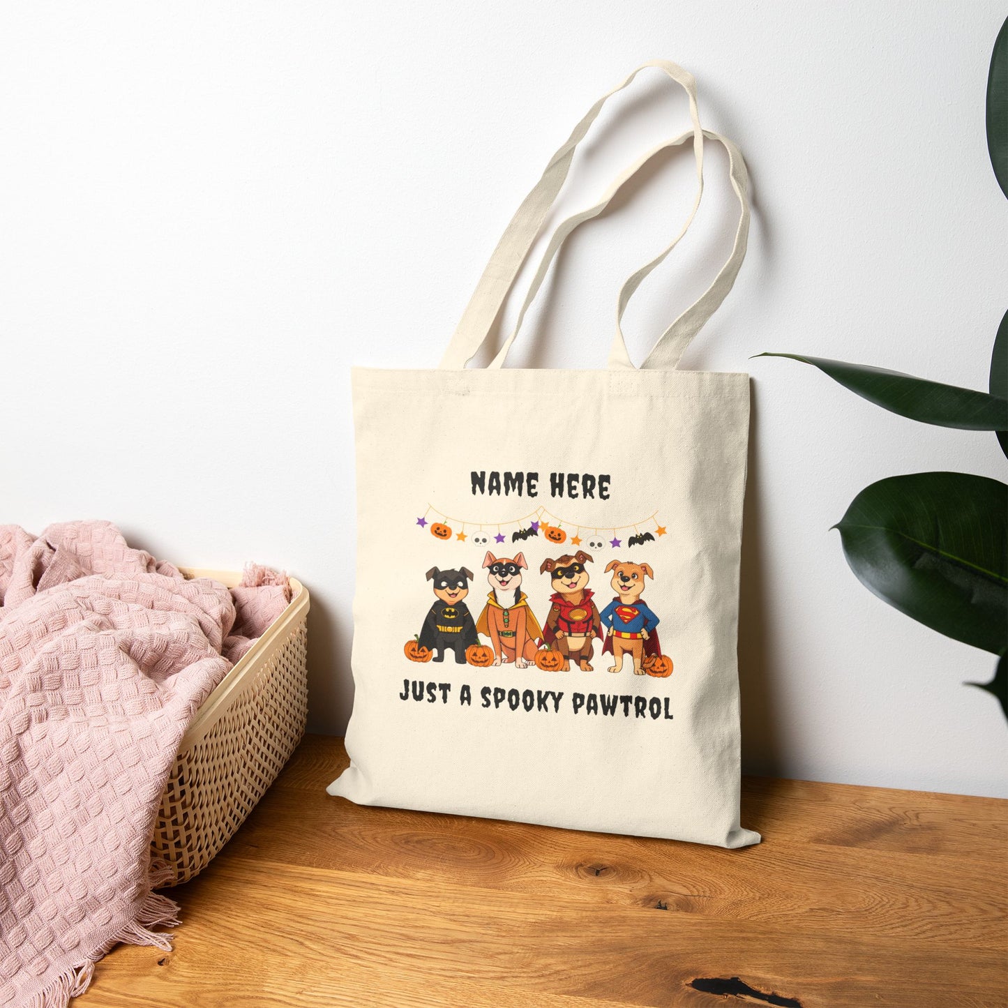 Spooky Patrol Tote Bag - Dog Lovers Gift, Halloween Shopping Bag, Eco-Friendly Reusable Bag, Cute Canvas Carrier, Pet Lover Accessory