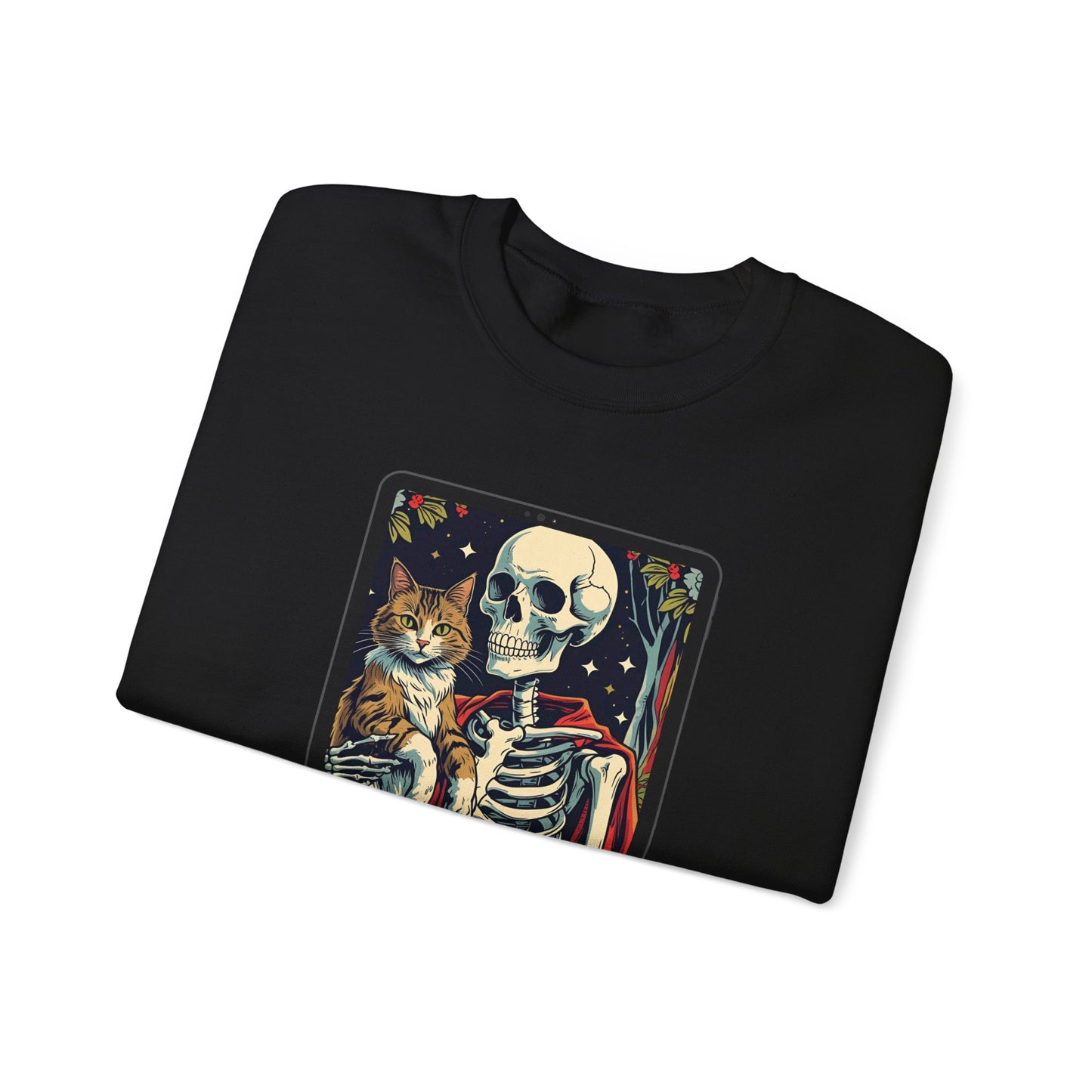 Gothic Cat Lover Crewneck Sweatshirt | Cozy Halloween Sweater, Pet Lover Gift, Spooky Season Apparel, Unisex Sweatshirt, Tarot card Design