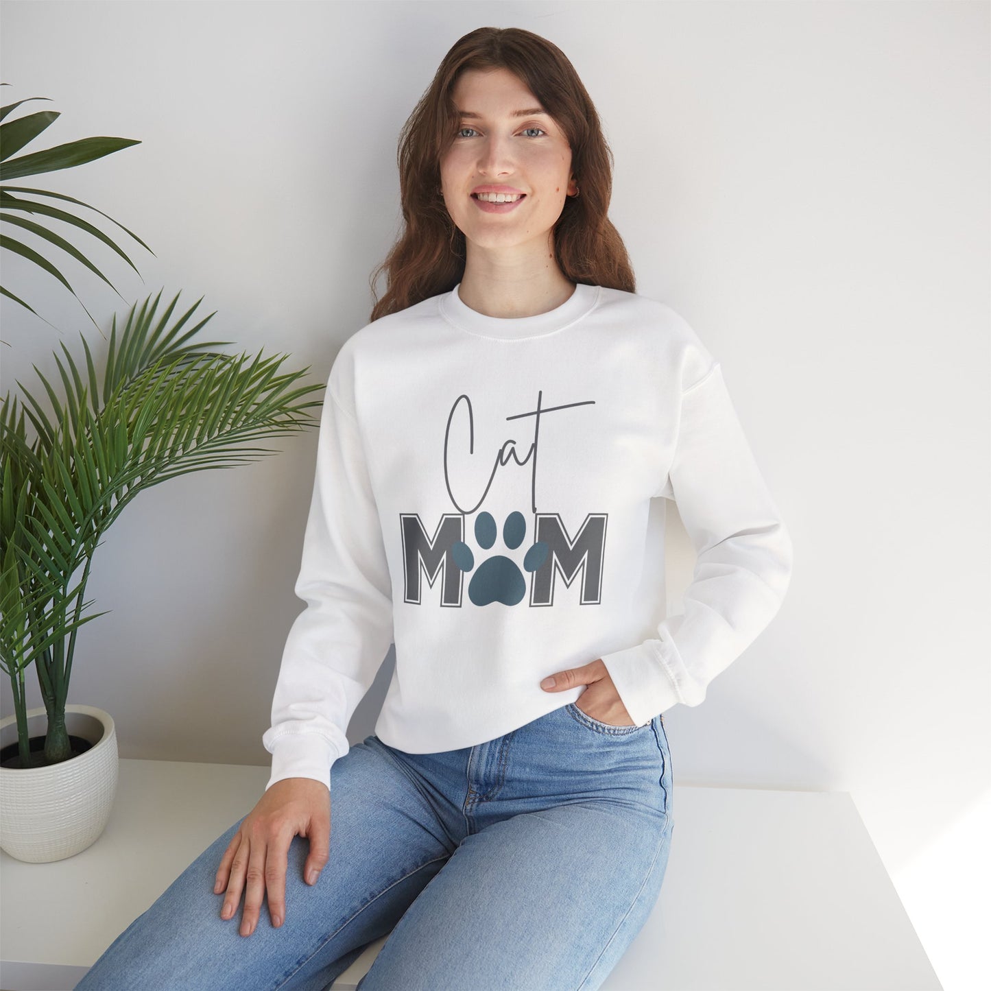 Cat Mom Pride Crewneck Sweatshirt - Cozy Gift for Cat Lovers, Pet Owners, Mother’s Day, Birthday, Everyday Comfort