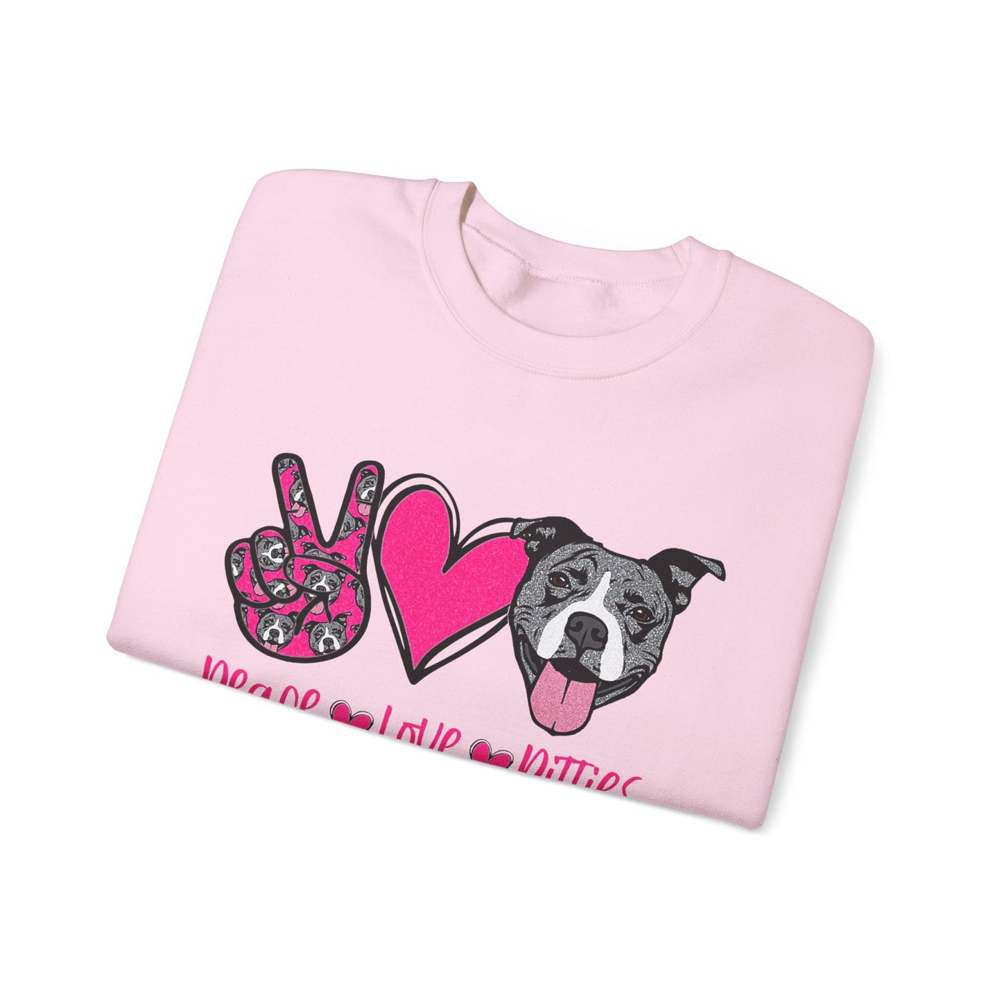 Peace Love Pits Crewneck Sweatshirt, Dog Lover Gift, Cozy Crewneck, Animal Rescue Fundraiser, Women's Fashion Sweatshirt